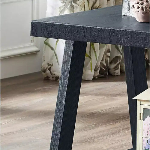 Mesa auxiliar individual negra contemporánea con estante