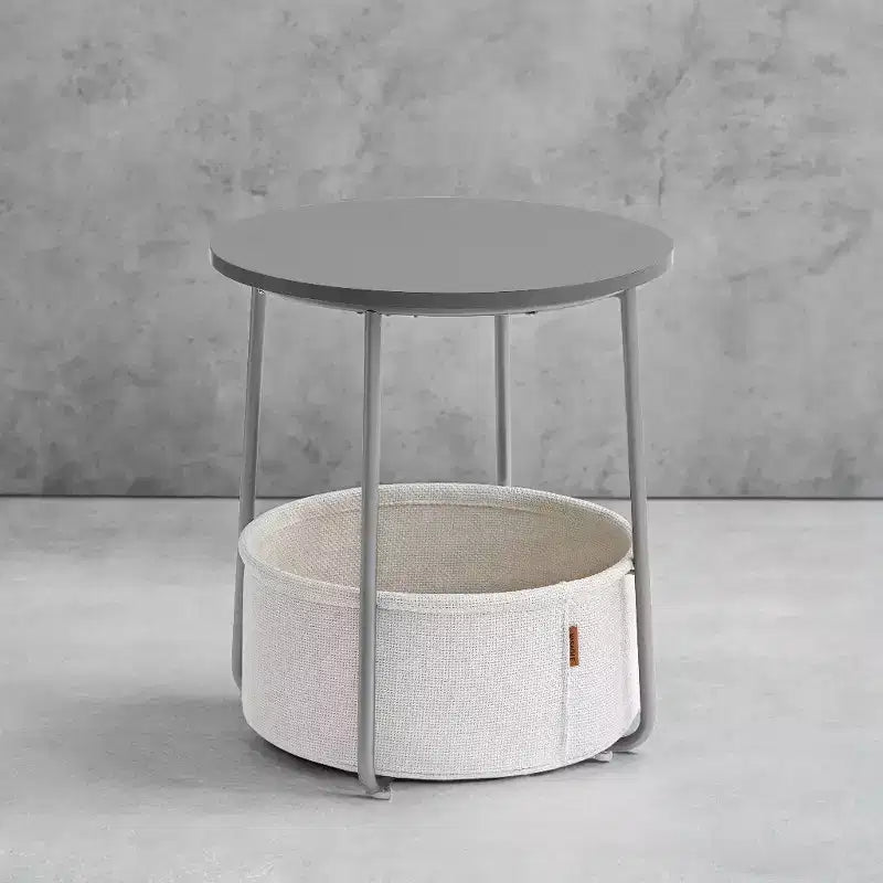 Mesa Auxiliar Redonda con Cesta de Almacenamiento, Varios Colores, Con/Sin USB, para 1