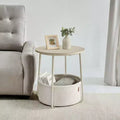 LEDREM Small Side Table with Storage Round End Tables Living Room Side Tables for Small Spaces Bedroom