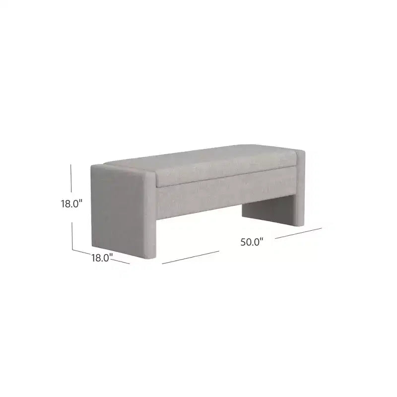 Banco de almacenamiento tapizado de bucle marrón / gris claro / terciopelo tostado, 1 asiento, rectangular