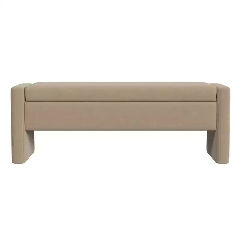 Banco de almacenamiento tapizado de bucle marrón / gris claro / terciopelo tostado, 1 asiento, rectangular