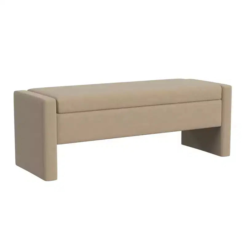 Banco de almacenamiento tapizado de bucle marrón / gris claro / terciopelo tostado, 1 asiento, rectangular