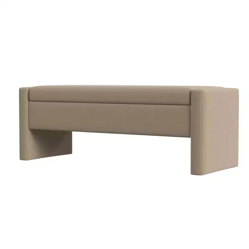 Banco de almacenamiento tapizado de bucle marrón / gris claro / terciopelo tostado, 1 asiento, rectangular