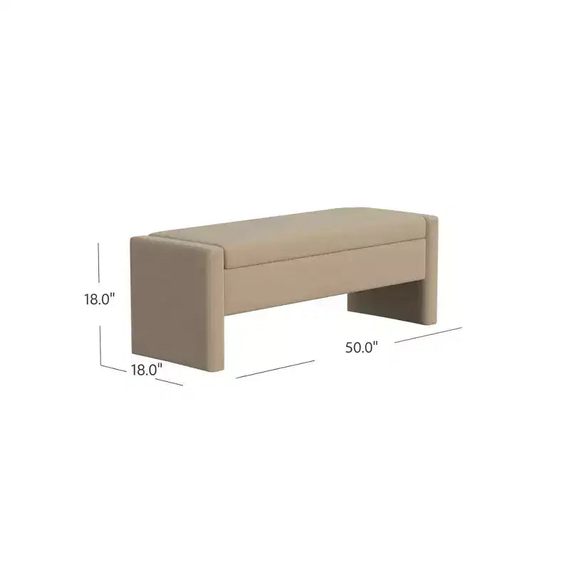 Banco de almacenamiento tapizado de bucle marrón / gris claro / terciopelo tostado, 1 asiento, rectangular