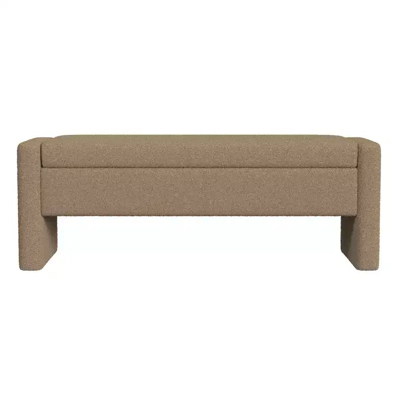 Banco de almacenamiento tapizado de bucle marrón / gris claro / terciopelo tostado, 1 asiento, rectangular