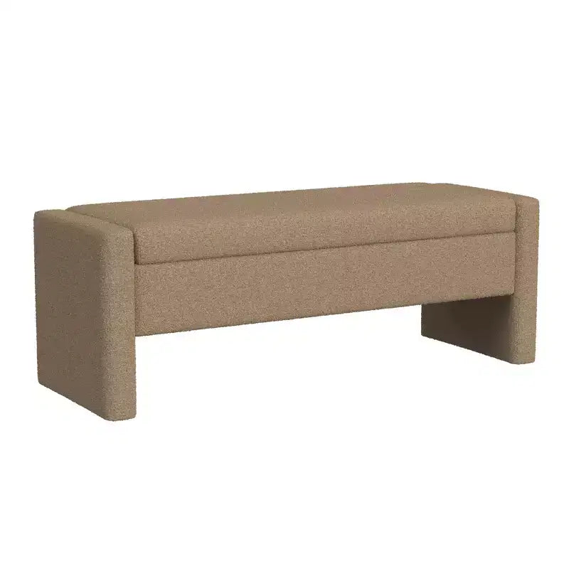 Banco de almacenamiento tapizado de bucle marrón / gris claro / terciopelo tostado, 1 asiento, rectangular