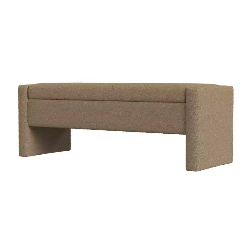 Banco de almacenamiento tapizado de bucle marrón / gris claro / terciopelo tostado, 1 asiento, rectangular