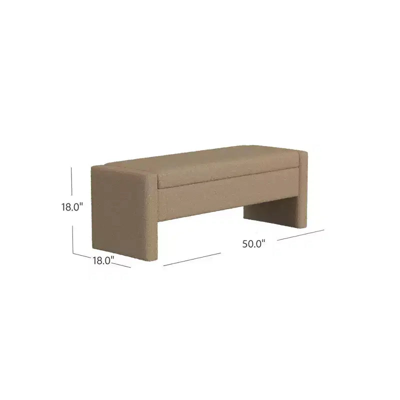 Banco de almacenamiento tapizado de bucle marrón / gris claro / terciopelo tostado, 1 asiento, rectangular