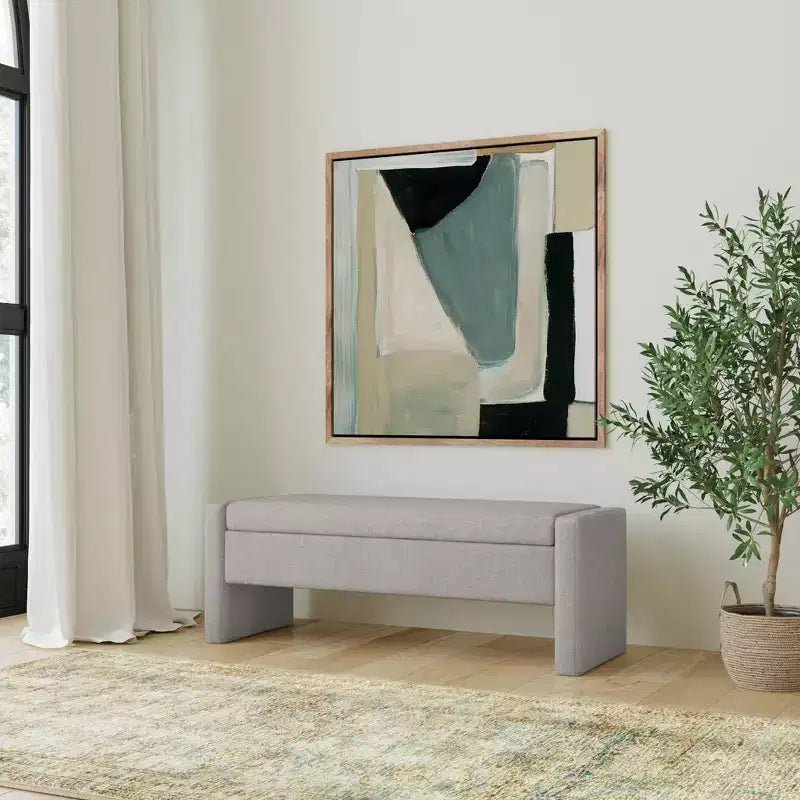 Banco de almacenamiento tapizado de bucle marrón / gris claro / terciopelo tostado, 1 asiento, rectangular