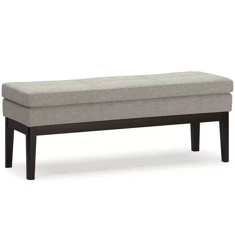Banco otomano rectangular de mediados de siglo en marrón silla / greige desgastado, con capacidad para 2 personas