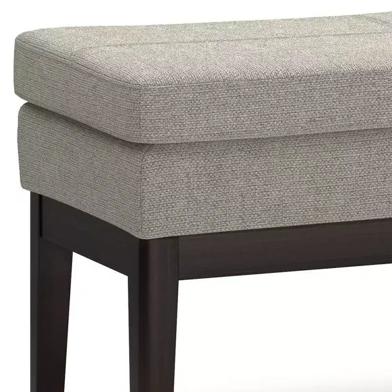 Banco otomano rectangular de mediados de siglo en marrón silla / greige desgastado, con capacidad para 2 personas