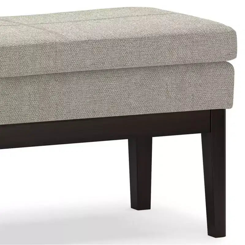 Banco otomano rectangular de mediados de siglo en marrón silla / greige desgastado, con capacidad para 2 personas