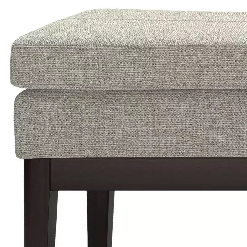 Banco otomano rectangular de mediados de siglo en marrón silla / greige desgastado, con capacidad para 2 personas